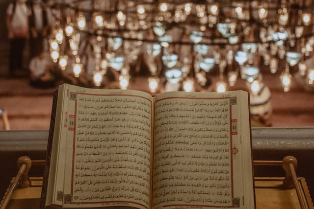 Open Quran on a stand for private online Quran lessons