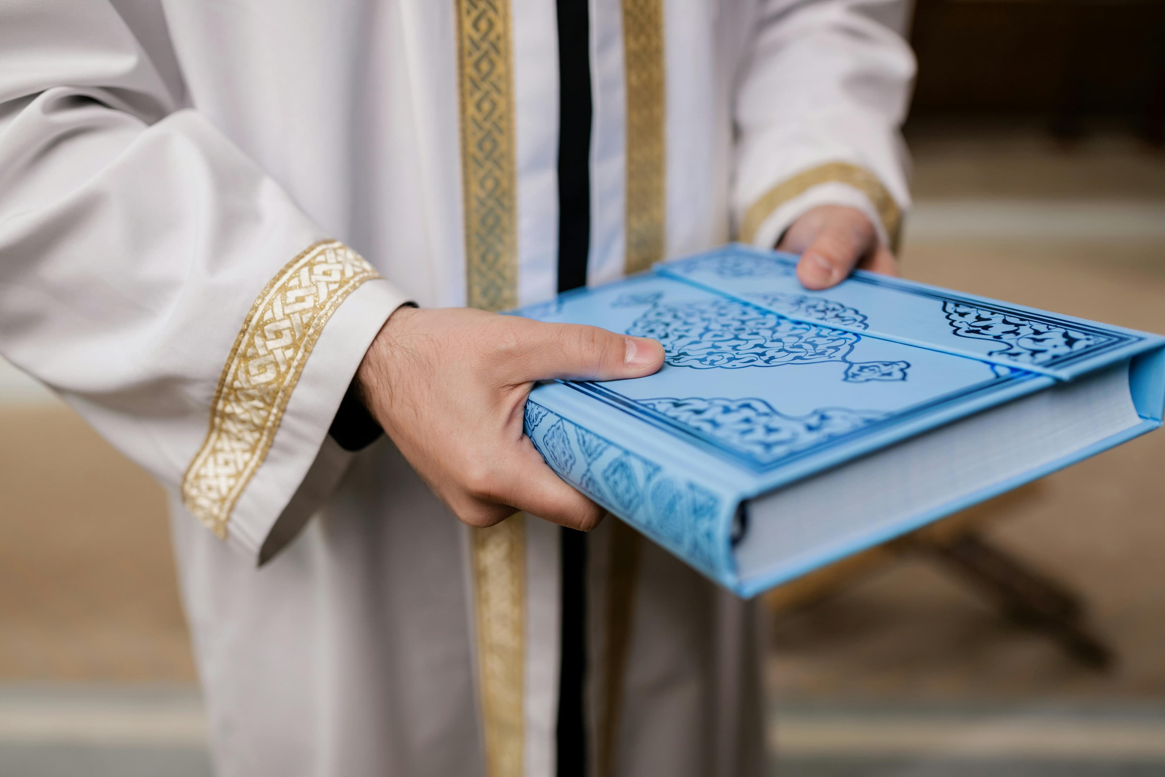 Quran open to a calligraphy page
