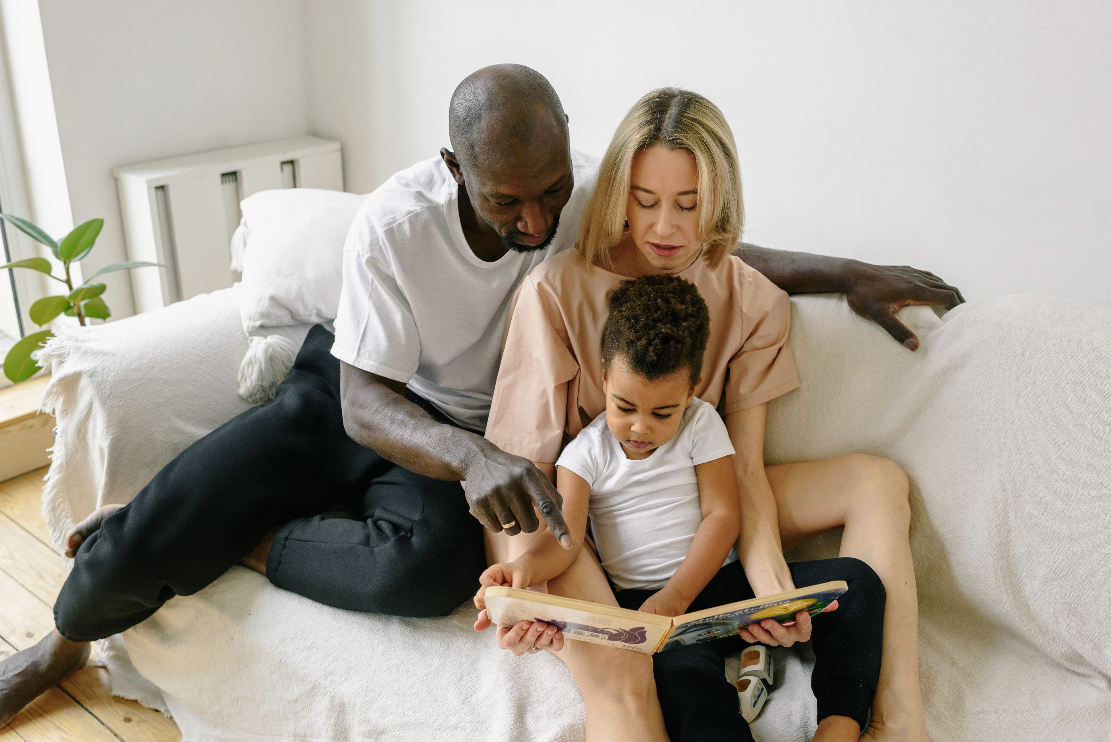 Parent and child sharing a quiet reading moment