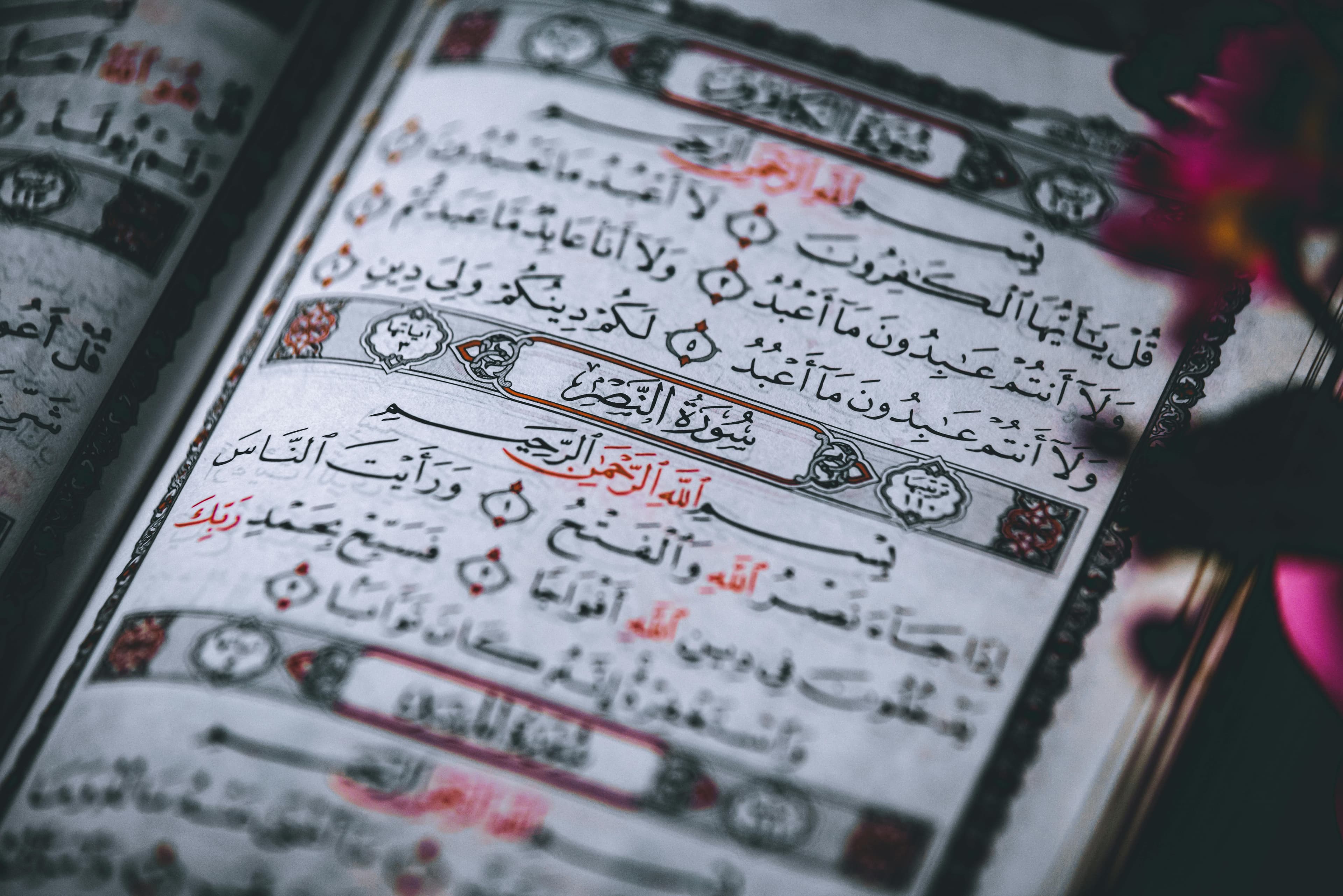 Quran reader at a wooden table